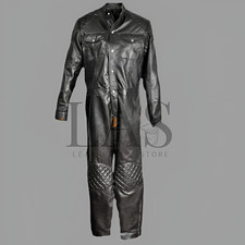 Men's Leather Bodysuit Back Jumpsuit Long Sleeve Catsuit Clubwear