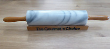 Vintage Marble "The Gourmets Choice" Rolling Pin With Wooden Handles & Stand