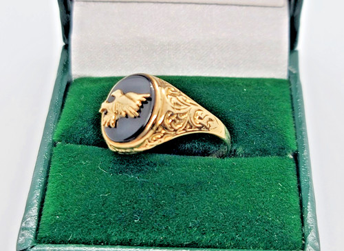Mens 9ct gold onyx emblem - 9ct,