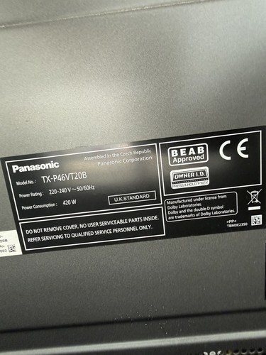 Panasonic viera p46vt20b - panasonic,