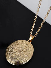 New 9CT Gold Filled Oval Locket Necklace Pendant with 20'' Chain Gift