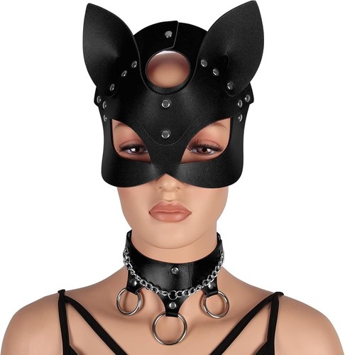 Cat woman leather mask - mask, with