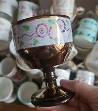 Antique Victorian Copper Pink Lustre Goblet Floral Hand-painted - Lovely!