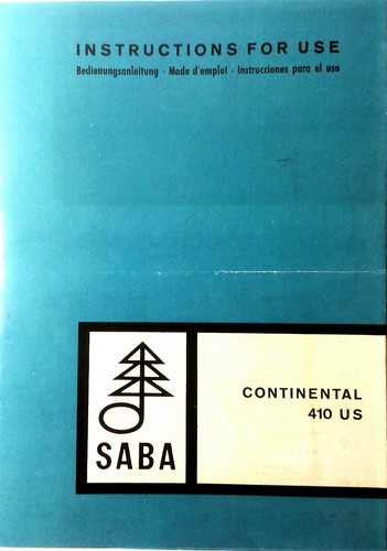Owners manual saba - saba, continental