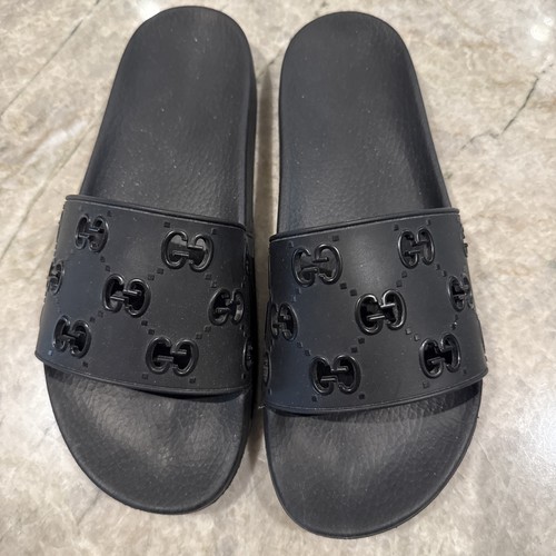 Gucci black rubber slides duke - black,