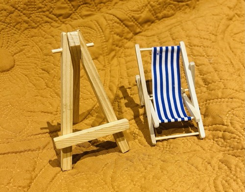 Dolls house deck chair and - dolls,