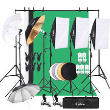 Photography Softbox 3 Backdrops +Stand Set Photo Studio Lighting Video Light Kit