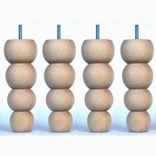 4 MODERN BOBBIN FURNITURE LEGS 200mm  (8") long, E818, SOFA, CHAIR, FOOTSTOOL