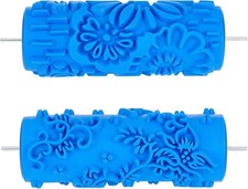 2 x OLYCRAFT Rubber Embossed Flower Pattern DIY Paint Roller For Home