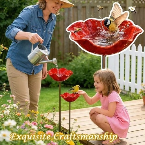 Bird bath stake handmade iron - bird,