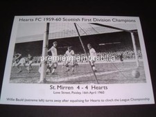HEARTS FC HEART OF MIDLOTHIAN FC 1959-60 LEAGUE CHAMPIONS WILLIE BAULD GOAL
