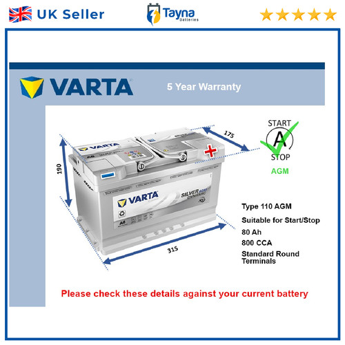 Agm car battery varta - a6, 110