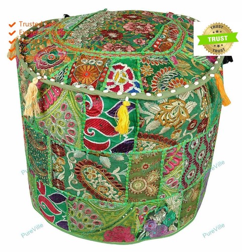 Ottoman pouf cover - pouf, indian