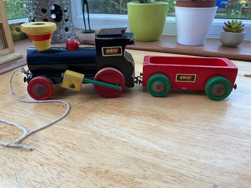 Vintage brio pull along train - brio,