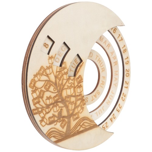 Wooden perpetual wall calendar - wooden,