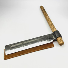 Hand-Forged Big Froe – Carbon Steel, Ash Handle, Sheath, Log Splitting Tool.