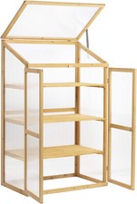 Garden Grow 3 Tier Polycarbonate Wooden Cold Frame Greenhouse Outdoor Shelter