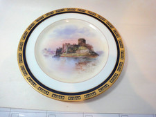 Antique Royal Doulton Hand Painted DUNOLLY CASTLE plate, signed  J.HUGHS