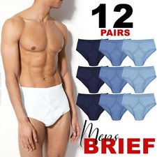3,6,9,10 Pack Mens Y-Fronts Brief 100% Cotton Underwear Interlock Traditional