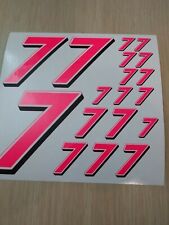 Fluorescent Pink W/Blk #7's  Racing Numbers Vinyl Decal Sheet 1/10-1/12 r/c car