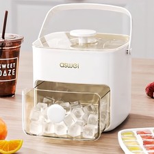 Countertop Ice Cube Maker Portable Press Ice Cube Tray Double Layer 48 Ice Cube