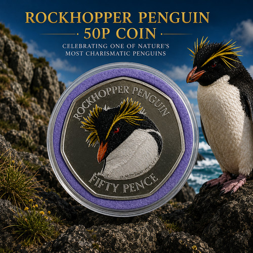 Rockhopper penguin 50p - rockhopper, 2021