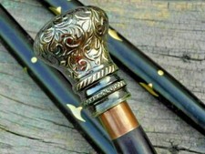Handle Walking Stick Victorian Brass Cane Wooden Vintage Style Antique gift Head
