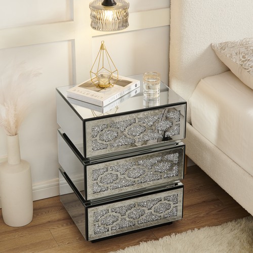 Mirrored bedside nightstand - mirrored,
