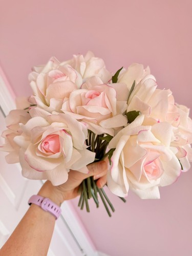 White cream pink roses - cream,