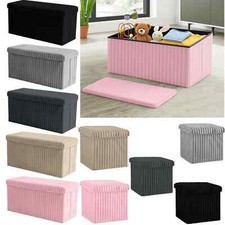 Ribbed Storage Box Large Capacity Ottoman Multi-Purpose Seat Foot Stool Toys Box