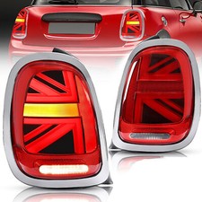Red Led Rear Lights For 2014-23 Mini Cooper F55 F56 F57 Union Jack W/Sequential