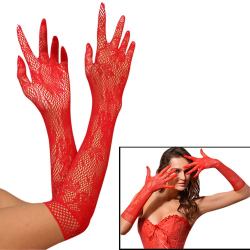 Women long lace floral red - women's,