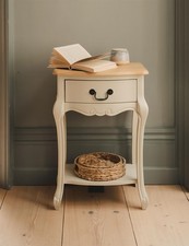 Cream Bedside Table Cabinet, Drawer & Shelf French Bedroom Furniture JULIETTE