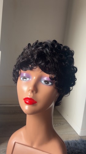 Short black curly human - short,