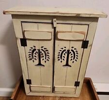 Vintage Shabby Chic Wall Cabinet w/ Doors Cutout Trees in Doors Excellent Vtg