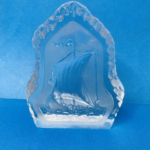 Vtg iceberg etched ship - iceberg, art