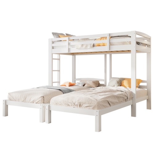 Wooden bunk bed white - white, triple