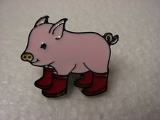 Piglet in wellies pin badge. Red wellingtons. Farmyard Farming Micro pig