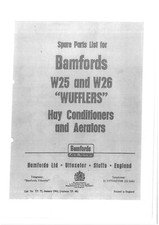 Bamfords W25 & W26 Wuffler Tedder Hay Conditioner & Aerator Parts Manual