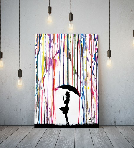 Banksy coloured rain girl - coloured,
