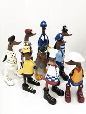 Wooden Painted Duck Statue 25cm Character Duck Bamboo Duck Carving Ornament DCUK