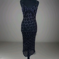 Karen Millen Black Crochet beaded cocktail dress -flapper/ Gatsby style (Size 1)