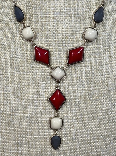Statement drop necklace red - statement,