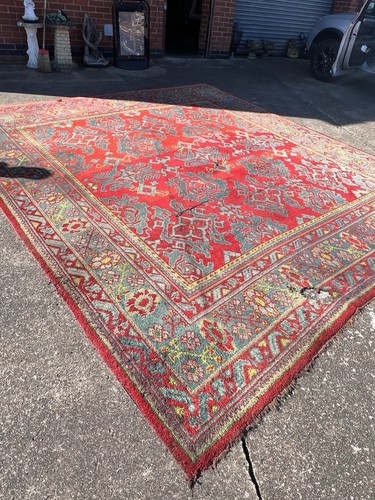 Antique hand knotted wool area - hand,