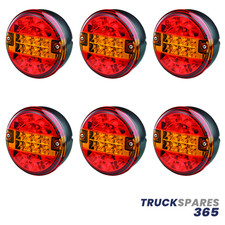 6 x Genuine Trucklite Rubbolite 810/51/00 LED Hamburger Style Rear Lamp 12V/24 V