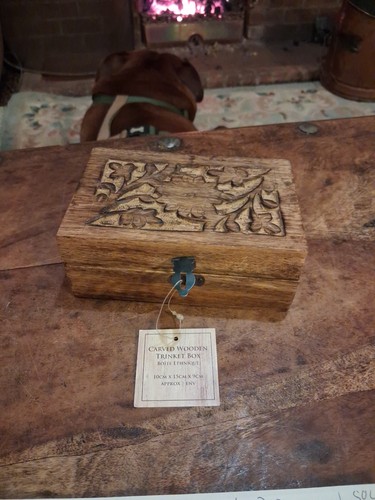 Vintage carved wooden trinket - wooden,