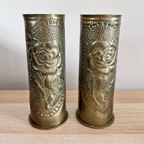 Wwi trench art pair brass - wwi,