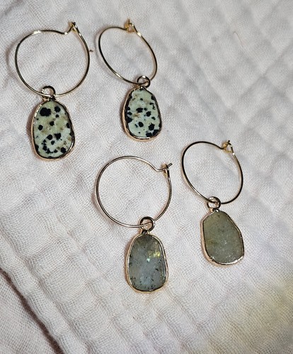 Two pairs gemstone earrings - gemstone,
