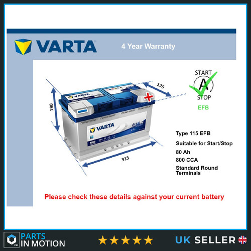 Efb car battery n80 varta - battery, 115