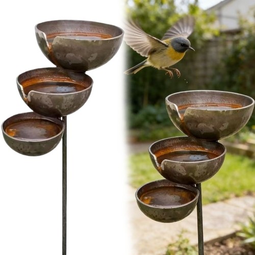 Metal rain catcher stake bird - catcher,